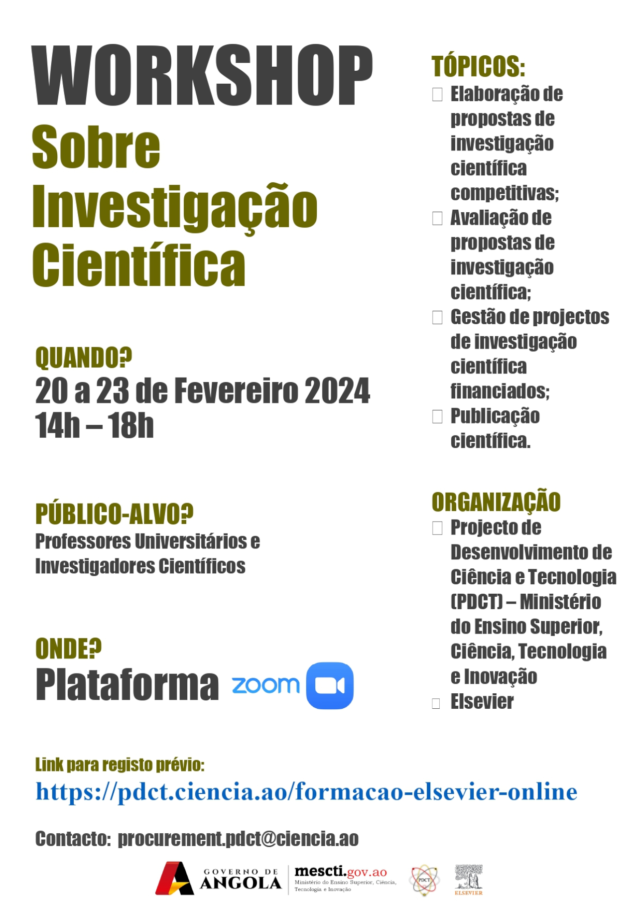WORKSHOP Sobre Investigação Científica - MESCTI